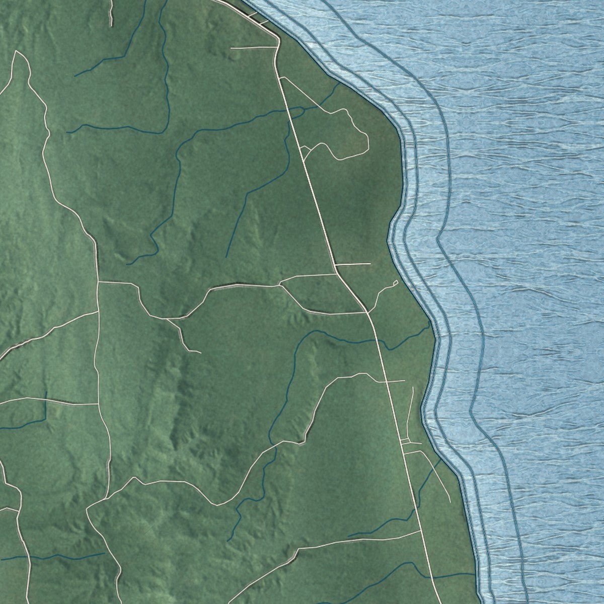 Second close-up of the map of Caledonia, Alcona County, Michigan print showing more streets and buildings