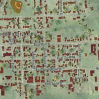 Second close-up of the map of Caledonia, Minnesota print showing more streets and buildings