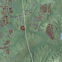Second close-up of the map of Calera, Alabama print showing more streets and buildings