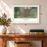 Calexico, California map, 12 x 18 inch print in a white frame in an entryway