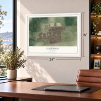 Calexico, California map, 18 x 24 inch print in a white frame in a home office