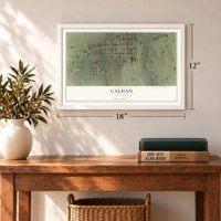 Calhan, Colorado map, 12 x 18 inch print in a white frame in an entryway