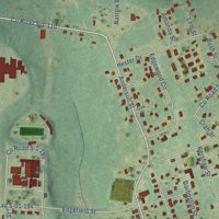 Second close-up of the map of Calhoun Falls, South Carolina print showing more streets and buildings