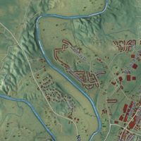 Second close-up of the map of Calhoun, Georgia print showing more streets and buildings