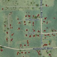 Second close-up of the map of Calhoun, Louisiana print showing more streets and buildings
