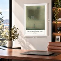 California Junction, Iowa map, 18 x 24 inch print in a white frame in a home office