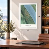 California, Kentucky map, 18 x 24 inch print in a white frame in a home office