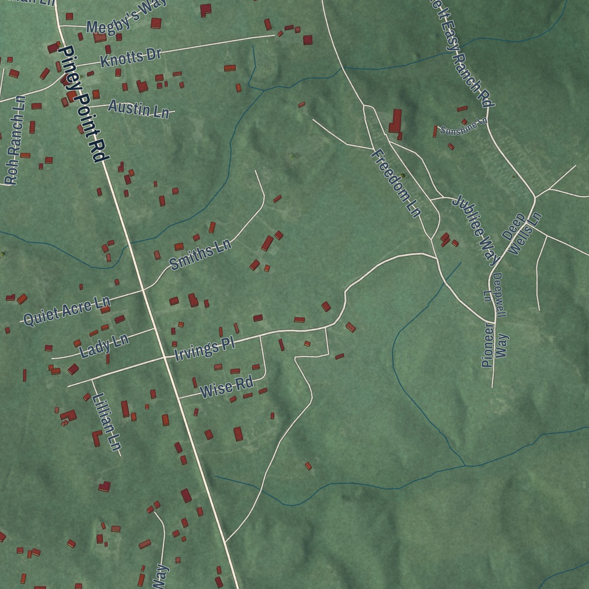 Second close-up of the map of Callaway, Maryland print showing more streets and buildings