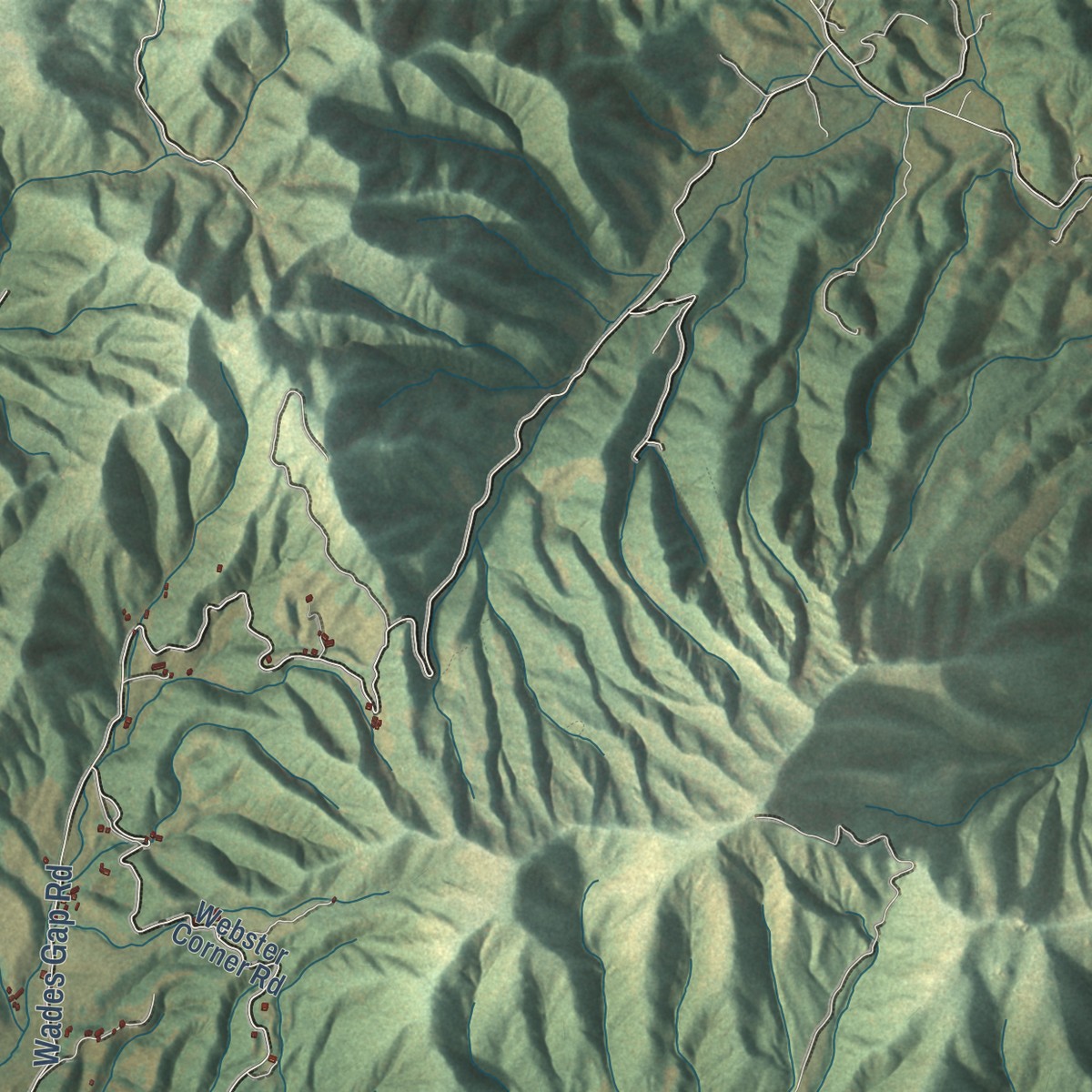 Second close-up of the map of Callaway, Virginia print showing more streets and buildings