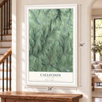 Callicoon, New York map, 24 x 36 inch print in a white frame by a staircase