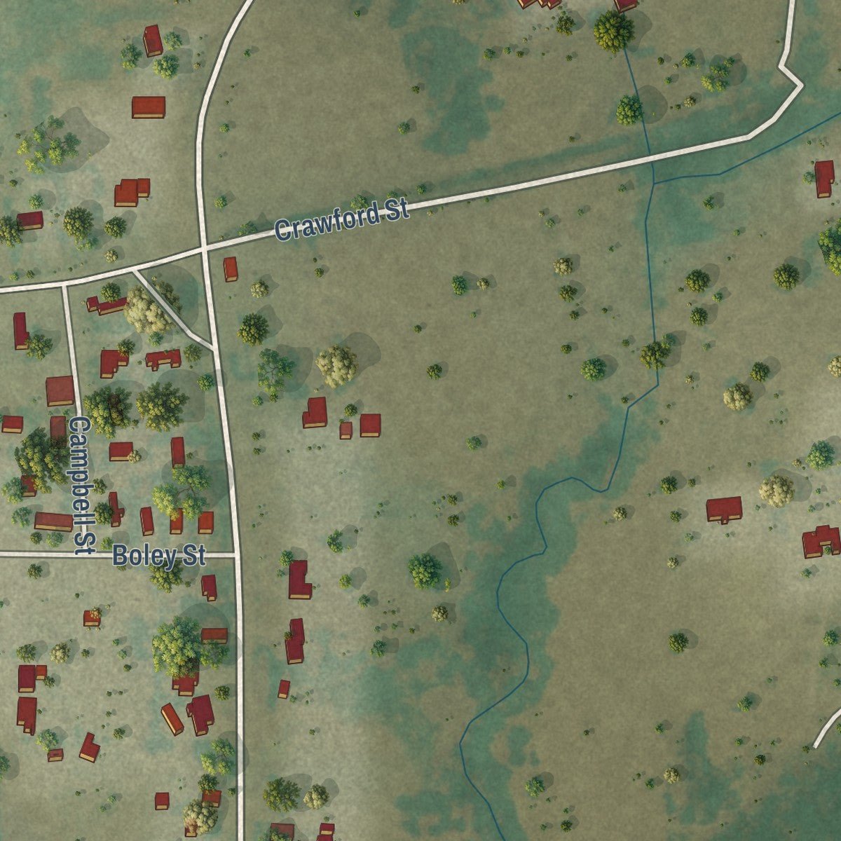Second close-up of the map of Callisburg, Texas print showing more streets and buildings