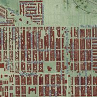 Second close-up of the map of Calumet City, Illinois print showing more streets and buildings