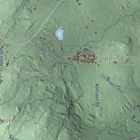 Second close-up of the map of Calumet, Houghton County, Michigan print showing more streets and buildings