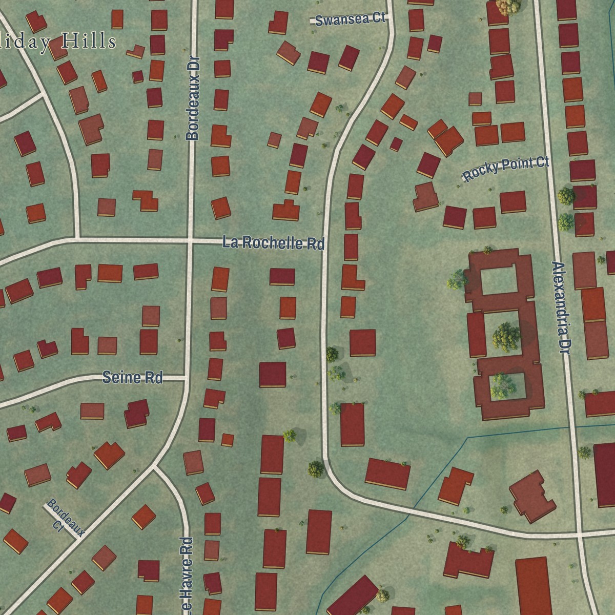 Second close-up of the map of Calumet, Kentucky print showing more streets and buildings