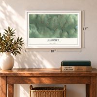 Calumet, Pennsylvania map, 12 x 18 inch print in a white frame in an entryway