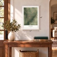 Calvert, Texas map, 12 x 18 inch print in a white frame in an entryway