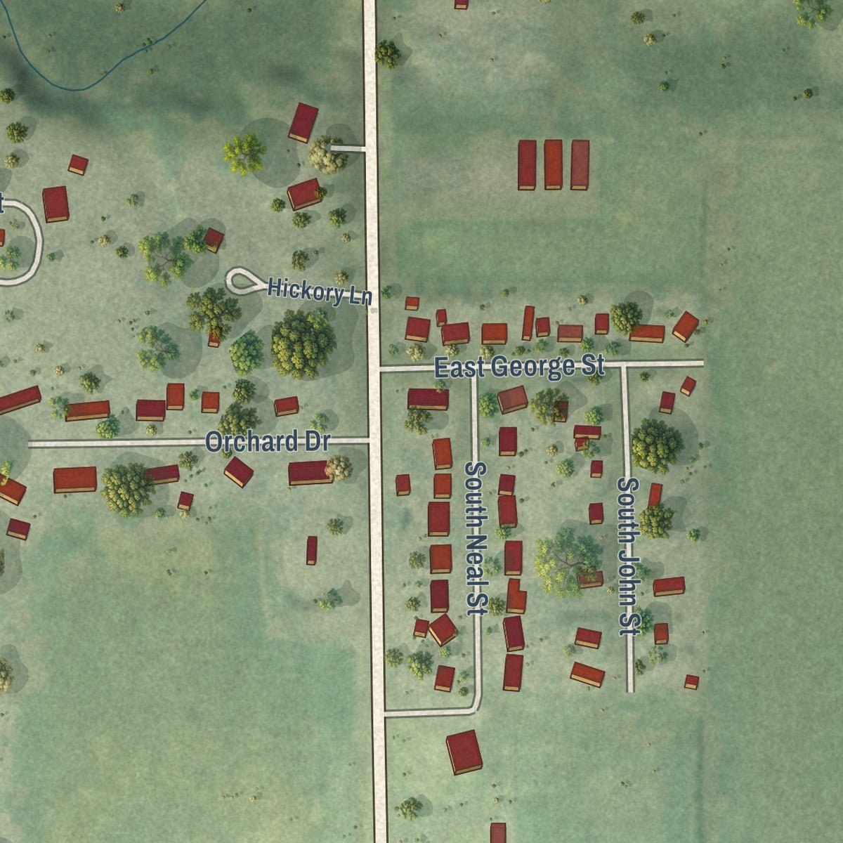 Second close-up of the map of Camargo, Illinois print showing more streets and buildings