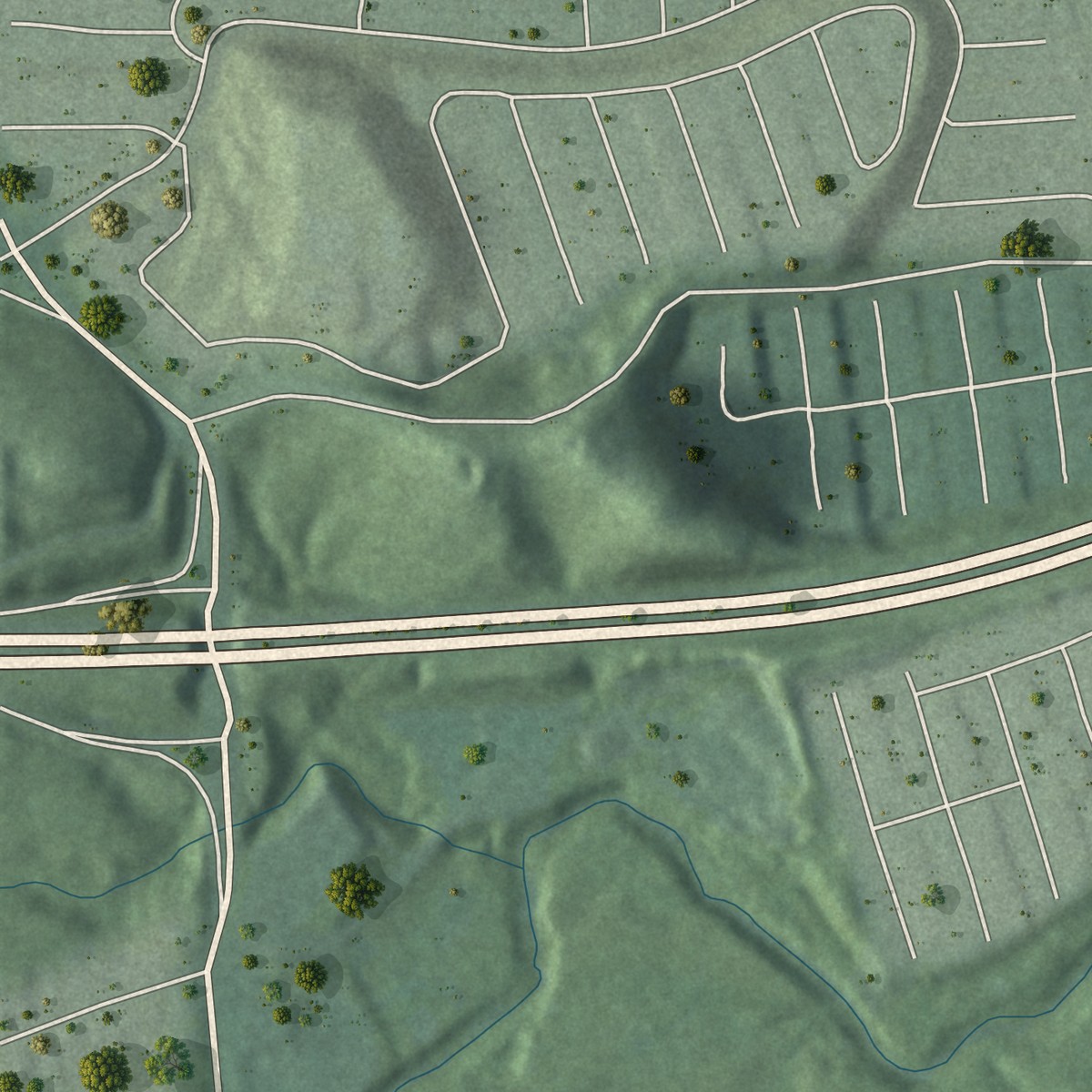 Second close-up of the map of Cambalache, Puerto Rico print showing more streets and buildings
