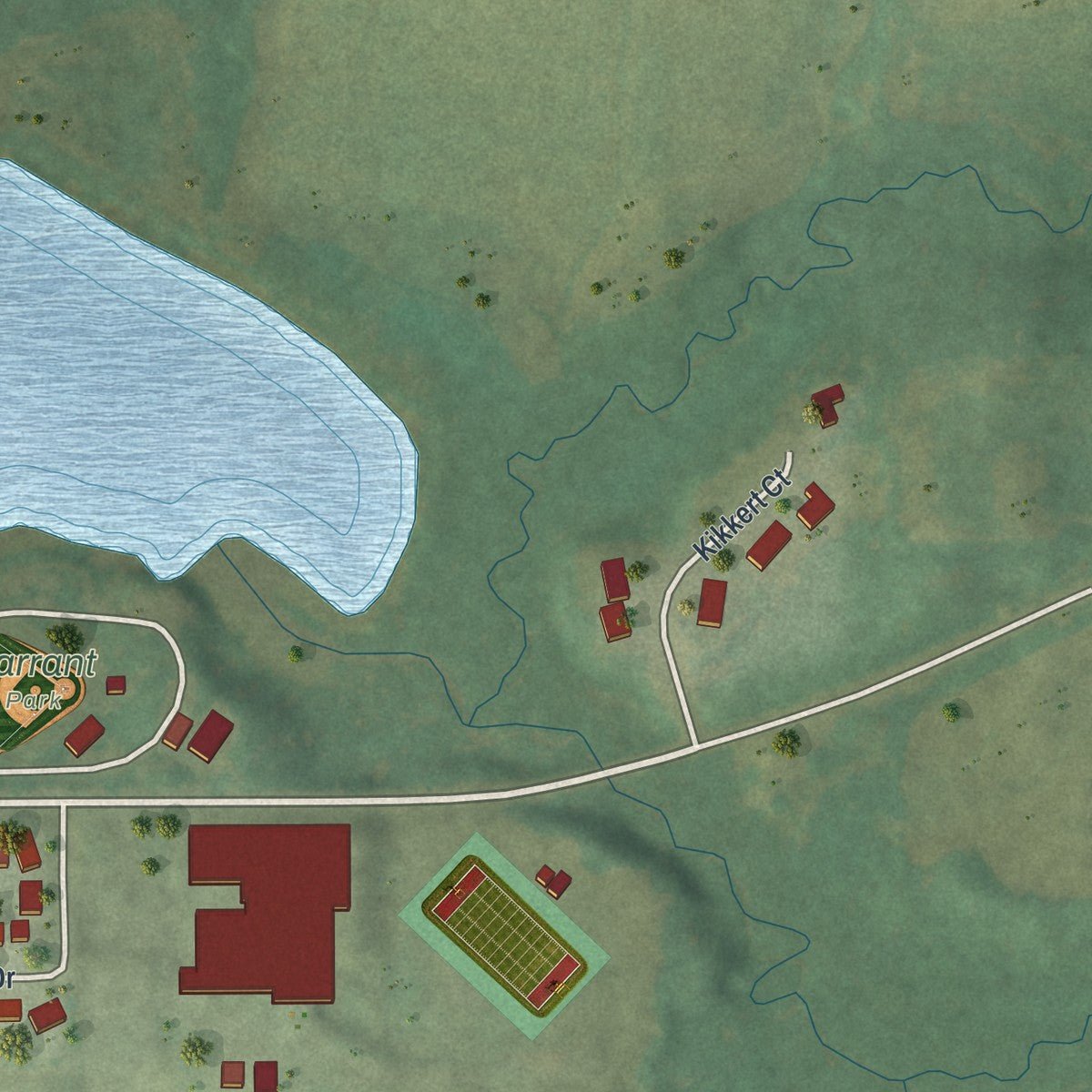 Second close-up of the map of Cambria, Wisconsin print showing more streets and buildings