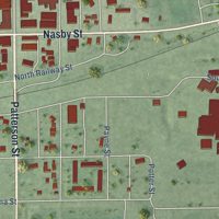 Second close-up of the map of Cambridge, Nebraska print showing more streets and buildings