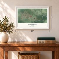 Cambridge, Nebraska map, 12 x 18 inch print in a white frame in an entryway