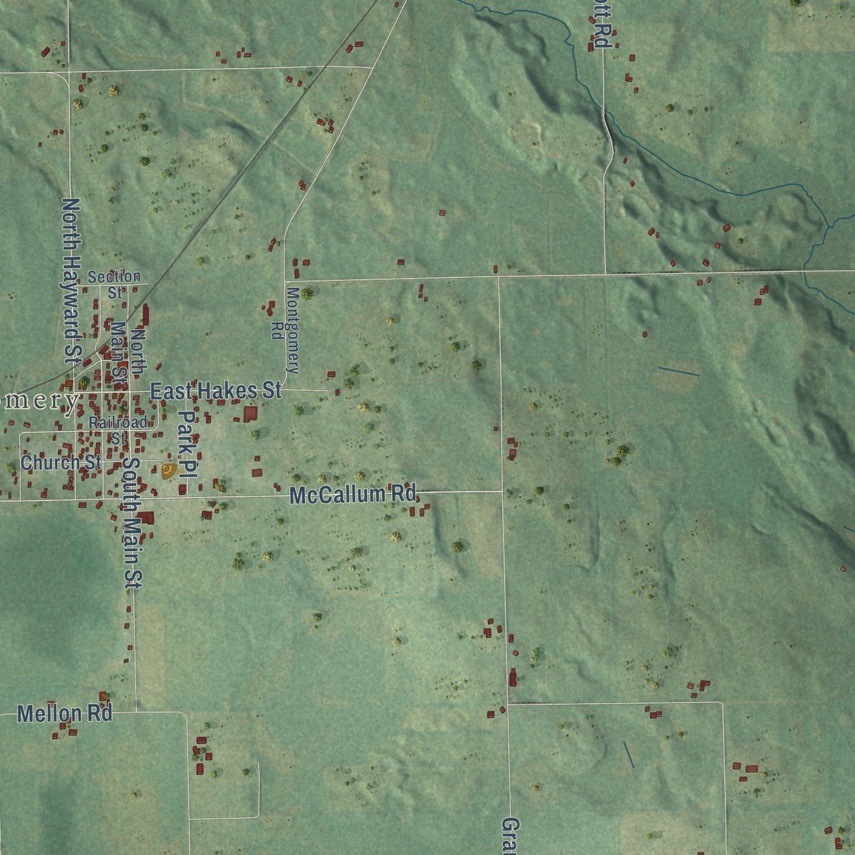Second close-up of the map of Camden, Hillsdale County, Michigan print showing more streets and buildings