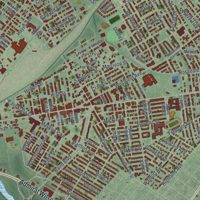 Second close-up of the map of Camden, New Jersey print showing more streets and buildings