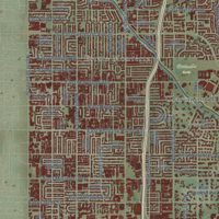 Second close-up of the map of Camelback East, Arizona print showing more streets and buildings