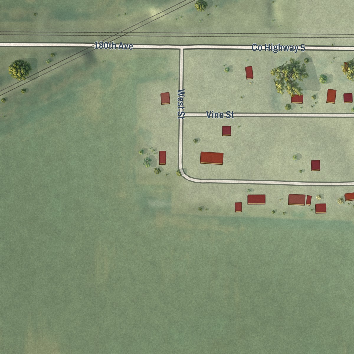 Second close-up of the map of Cameron, Illinois print showing more streets and buildings