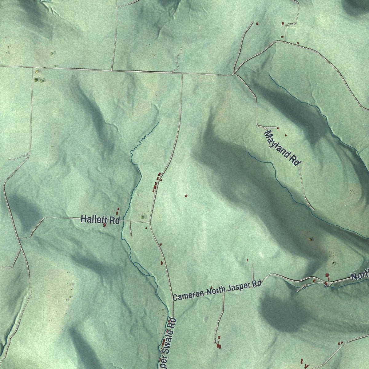 Second close-up of the map of Cameron, New York print showing more streets and buildings