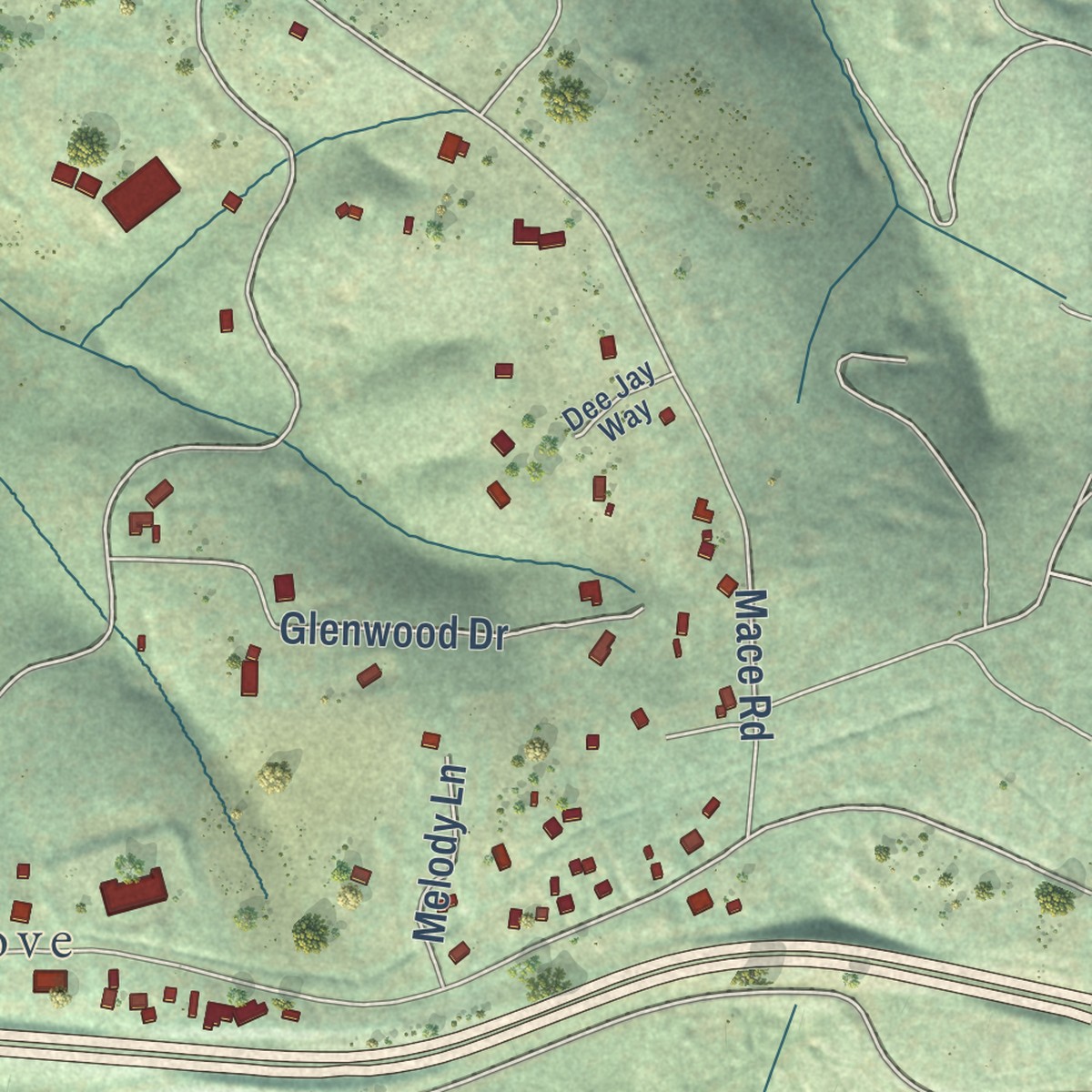 Second close-up of the map of Camino, California print showing more streets and buildings