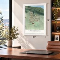 Cammack Village, Arkansas map, 18 x 24 inch print in a white frame in a home office