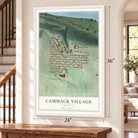 Cammack Village, Arkansas map, 24 x 36 inch print in a white frame by a staircase