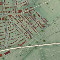 Second close-up of the map of Camp Hill, Pennsylvania print showing more streets and buildings