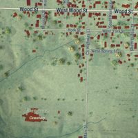 Second close-up of the map of Camp Point, Illinois print showing more streets and buildings