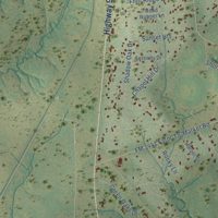 Second close-up of the map of Camp Swift, Texas print showing more streets and buildings