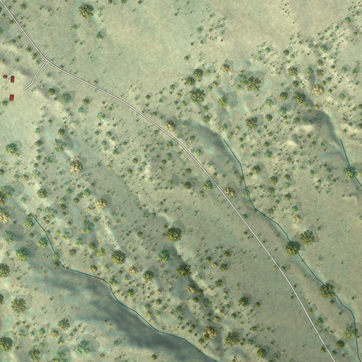 Second close-up of the map of Camp Three, Montana print showing more streets and buildings