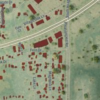 Second close-up of the map of Campbell, Florida print showing more streets and buildings