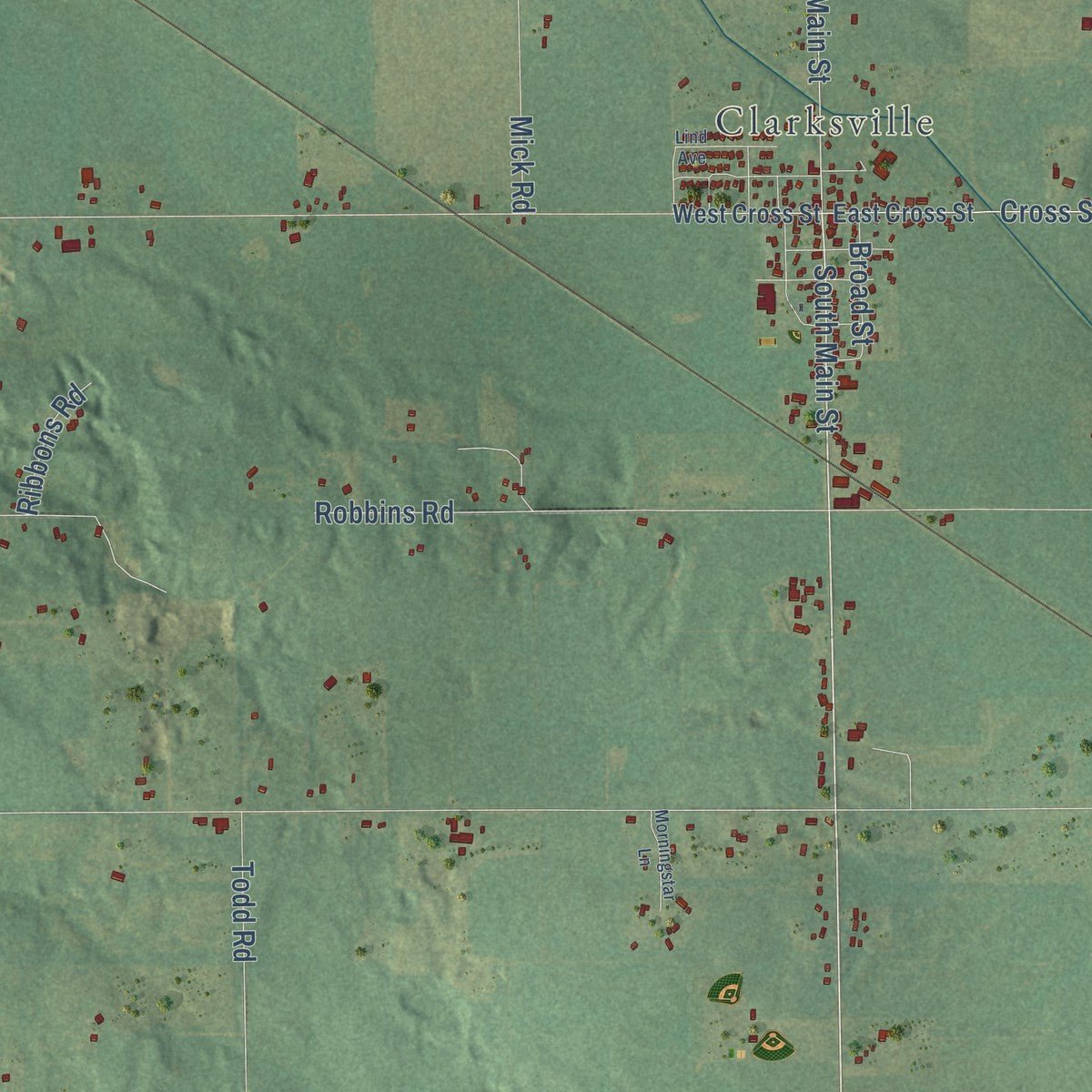 Second close-up of the map of Campbell, Michigan print showing more streets and buildings