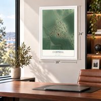 Campbell, Minnesota map, 18 x 24 inch print in a white frame in a home office