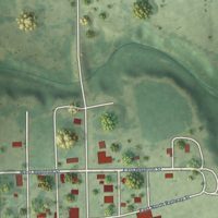 Second close-up of the map of Campbell, Nebraska print showing more streets and buildings
