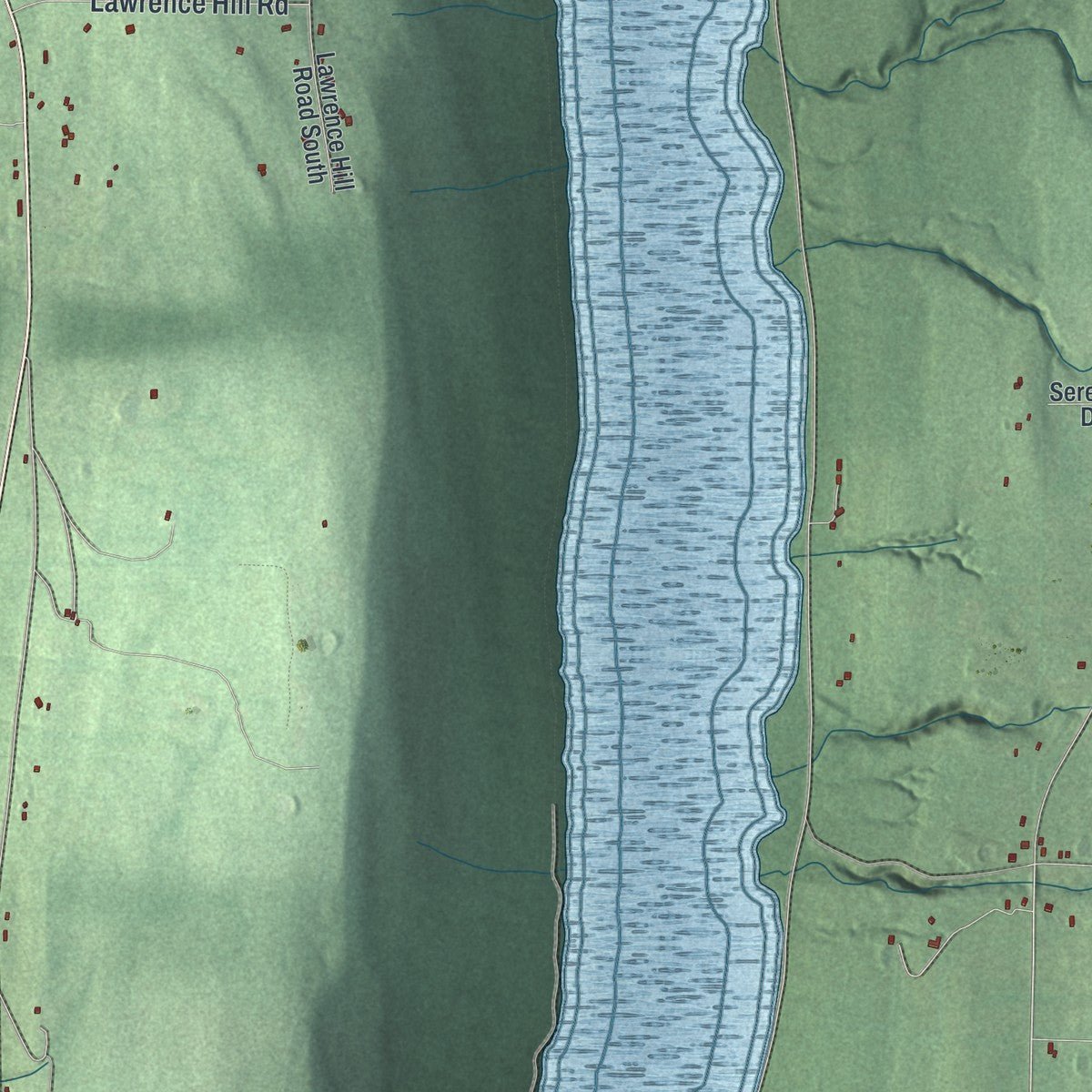 Second close-up of the map of Canadice, New York print showing more streets and buildings