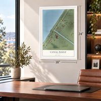Canal Point, Florida map, 18 x 24 inch print in a white frame in a home office
