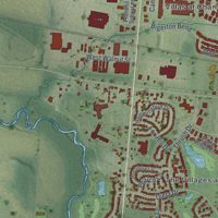 Second close-up of the map of Canal Winchester, Ohio print showing more streets and buildings