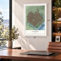 Canarsie, New York map, 18 x 24 inch print in a white frame in a home office