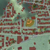 Second close-up of the map of Candelaria Arenas, Puerto Rico print showing more streets and buildings