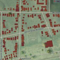 Second close-up of the map of Candler Park, Georgia print showing more streets and buildings