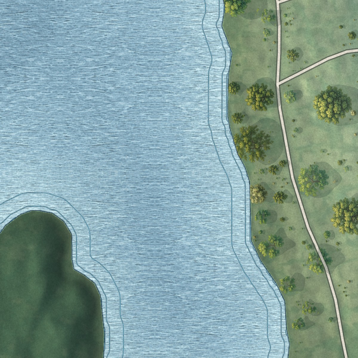 Second close-up of the map of Candlewood Shores, Connecticut print showing more streets and buildings