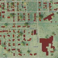 Second close-up of the map of Cando, North Dakota print showing more streets and buildings