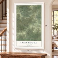Candy Kitchen, New Mexico map, 24 x 36 inch print in a white frame by a staircase
